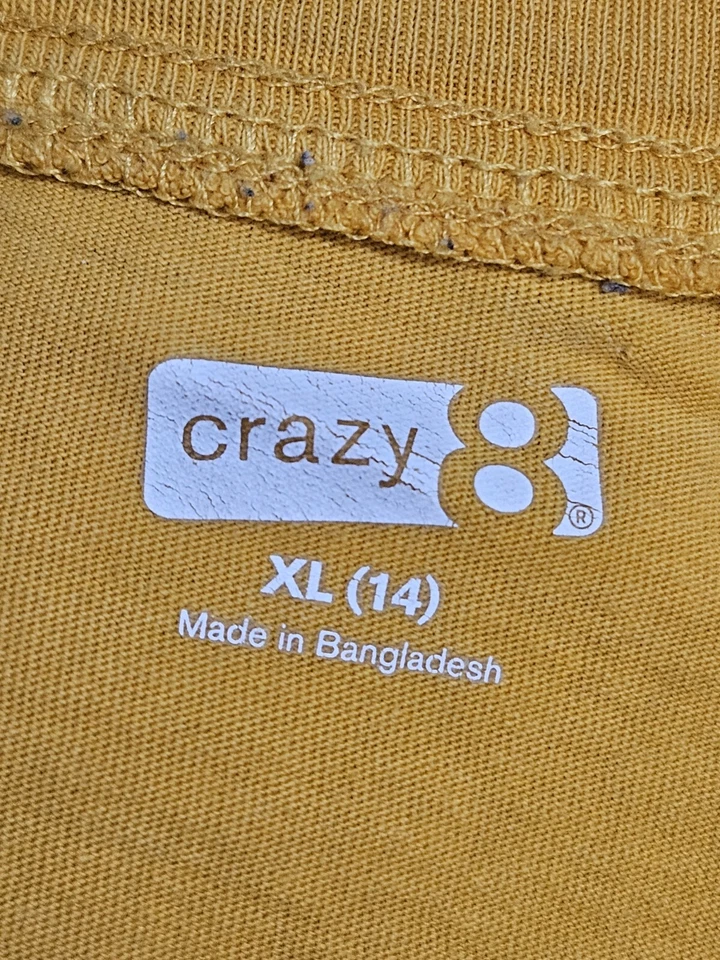 Camiseta Crazy 8 Youth Manga Longa Amarela "Can't Be Stopped" Tamanho XL(14) T33-1860 - Imagem 3 de 3