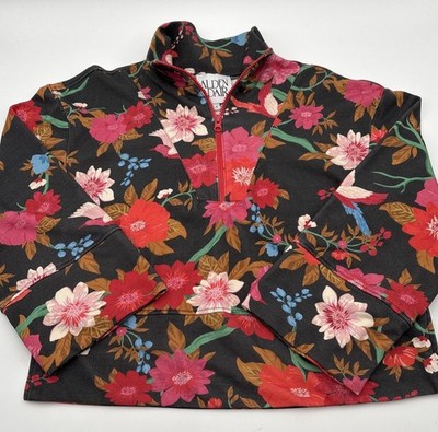 Alden Adair Women s Size Small Paige Top In Florence Print Grey Birds Floral