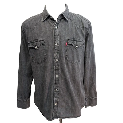 Chemise en jean Levi's noir gris foncé style western patiné Taille L - Photo 1/4
