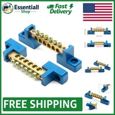 Durable 2-Piece Ground Bus Bar Terminal Block, 6 Positions, Screw Terminal