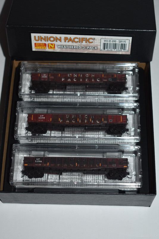 N Scale MTL 99305890 Union Pacific Set of 3 50' Weathered Gondolas C57933