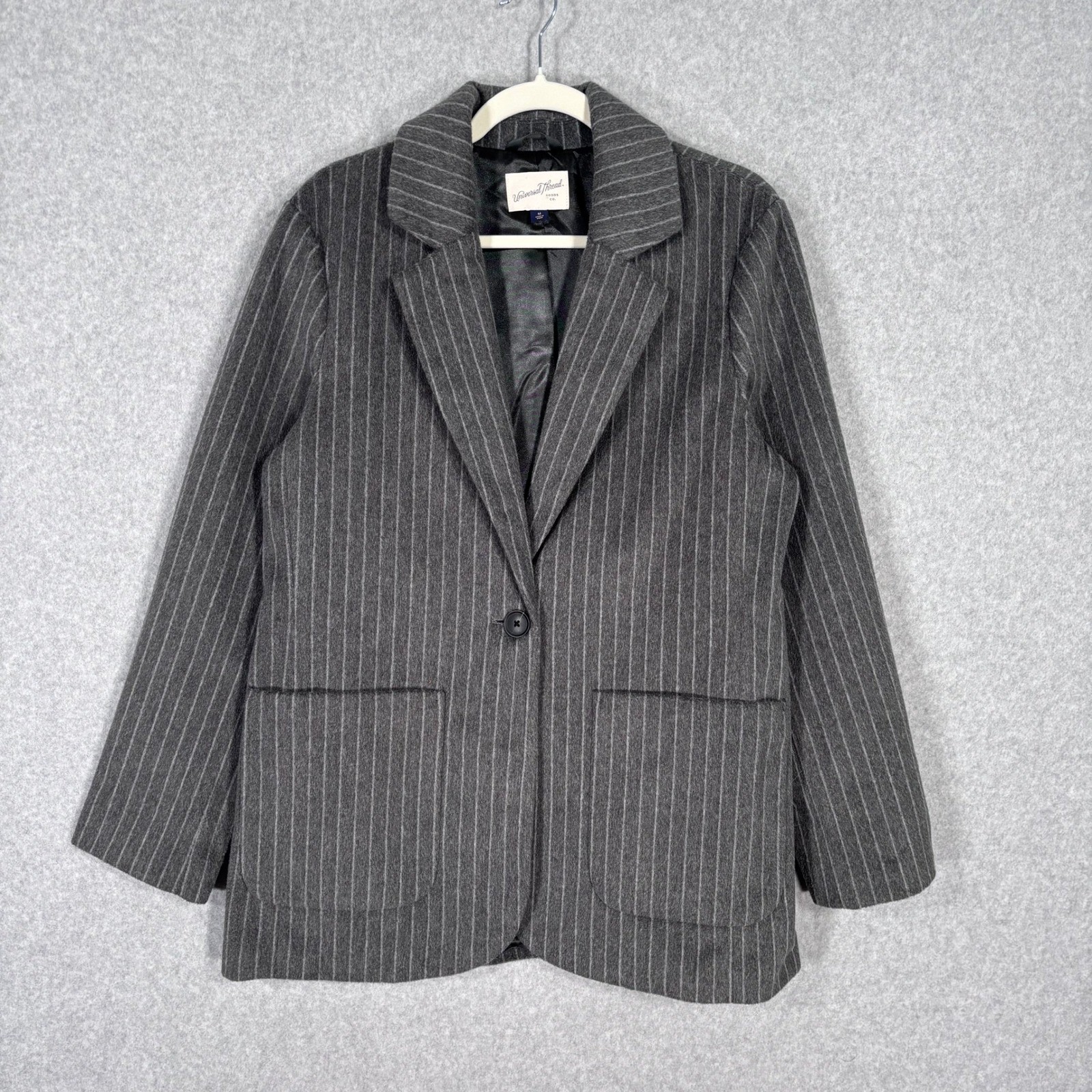 Universal Thread Blazer Medium Gray Pinstripe Mas… - image 1