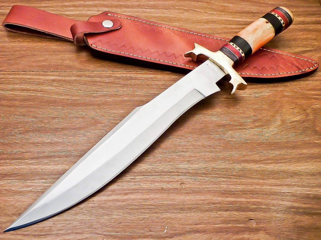 UNIQUE CUSTOM HANDMADE D2 STEEL BLADE BOWIE HUNTING KNIFE BONE HANDLE 8250