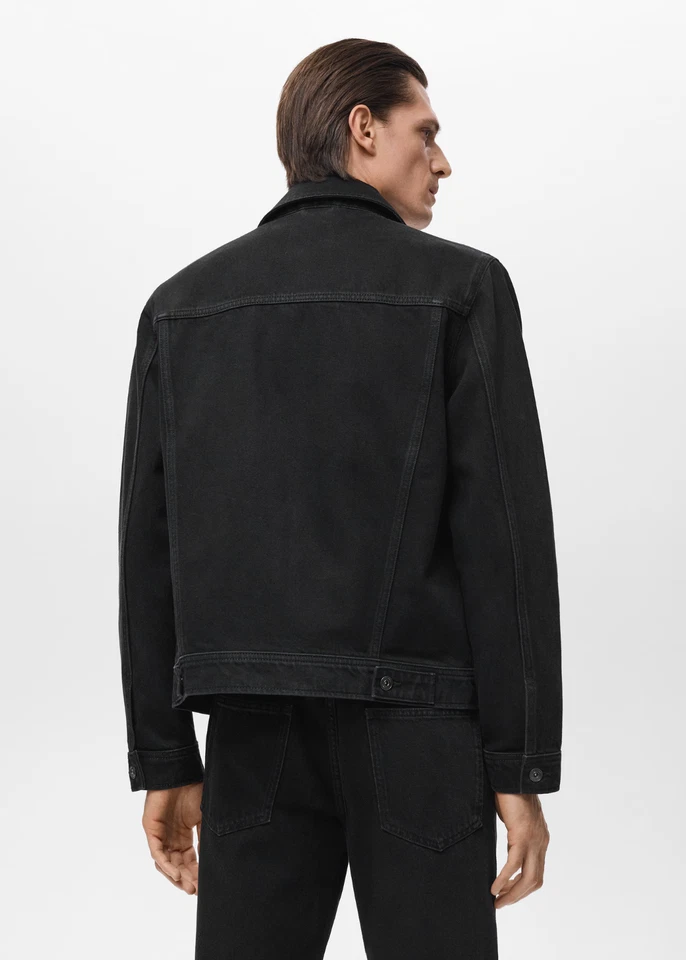 NUEVO MANGO Chaqueta Denim con Bolsillos NEGRO TALLA L/100% AUTÉNTICA Foto 4 de 4