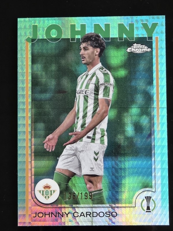 2025 Topps Chrome Soccer Johnny Cardoso #84 Aqua Prism 171/199 - Real Betis