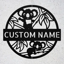 Custom Koala Metal Sign Personalized Australian Animal Wall Decor Plaque Gift