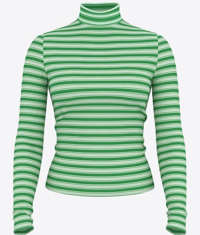 Victoria’s Secret Pink MULTI RIB MOCK-NECK LONG-SLEEVE TEE Size XXL Green /White