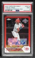 2023 Topps Pro Debut Chrome Red Refractor 2/5 Carlos Jorge PSA 9 MINT Auto 14dq