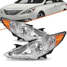 For 2011-2014 Hyundai Sonata Chrome Housing Amber Corner Headlights Rhlh 11-14