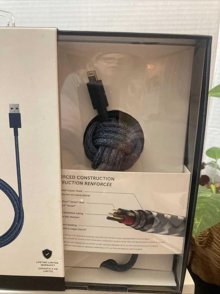 Native Union Night Cable USB-A Cable 10ft Indigo Blue for iPhone iPad Reinforced - Image 2 of 3