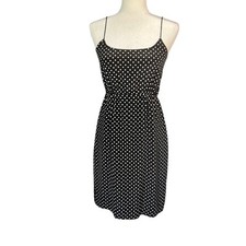 J.Crew Woman’s Black Polka Dot Blouson Silk Sleeveless Dress- Size 0