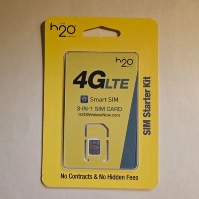 h2o SMART SIM STARTER KIT 3-IN-1 SIM CARD NO CONTRACTS & HIDDEN FEES BRAND NEW