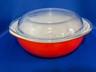 VTG Pyrex Flame Red 024 2 Qt Round Casserole Dish w Lid 9" Ovenware