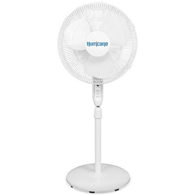 Hurricane Supreme 16'' 3 Speed Oscillating Stand Pedestal Fan with Remote, White