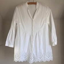 White 100% Cotton Eyelet Embroidered Pintuck ...