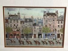 Michel Delacroix LE GARDE REPUBLICAINE Paris Framed Matted Print Vintage Signed