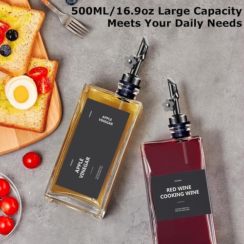 Elegante paquete de 4 dispensadores de aceite de oliva - 500 ml caños de vidrio y acero inoxidable sin BPA - Imagen 7 de 10