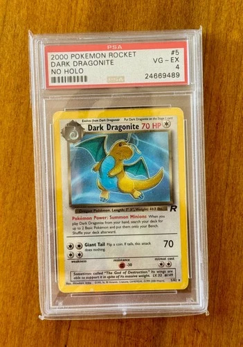 2000 Pokemon Rocket Dark Dragonite No Holo PSA 4 (5/82 Error)