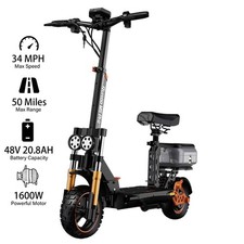 Ruitoo 1600W Adults Electric Scooter w/ Seat Folding Long Range E-Scooter 34 MPH