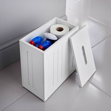 Maine Crisp White Finish Bathroom Storage Unit Toilet Storage Cleaning Tidy Box