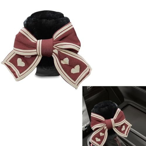 Car Gear Shift Knob Cover, Cute Bow Tie Shifter Stick Protective Red heart - Picture 2 of 7