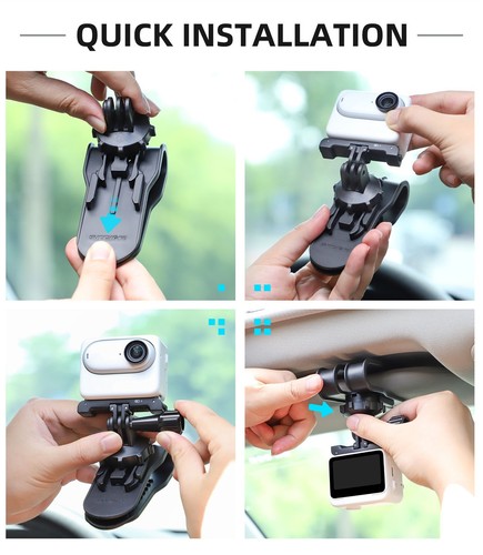 New Car Sun Visor Vlog Mount 360°Rotating for Insta360 GO 3/360 X3/ Action 3 - Afbeelding 3 van 13