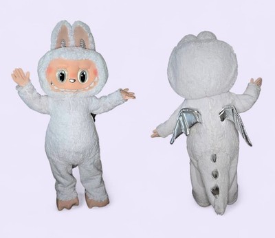  White Angel Labubu  Mascot Mascot Costume Adult Size | Full Body Character Suit