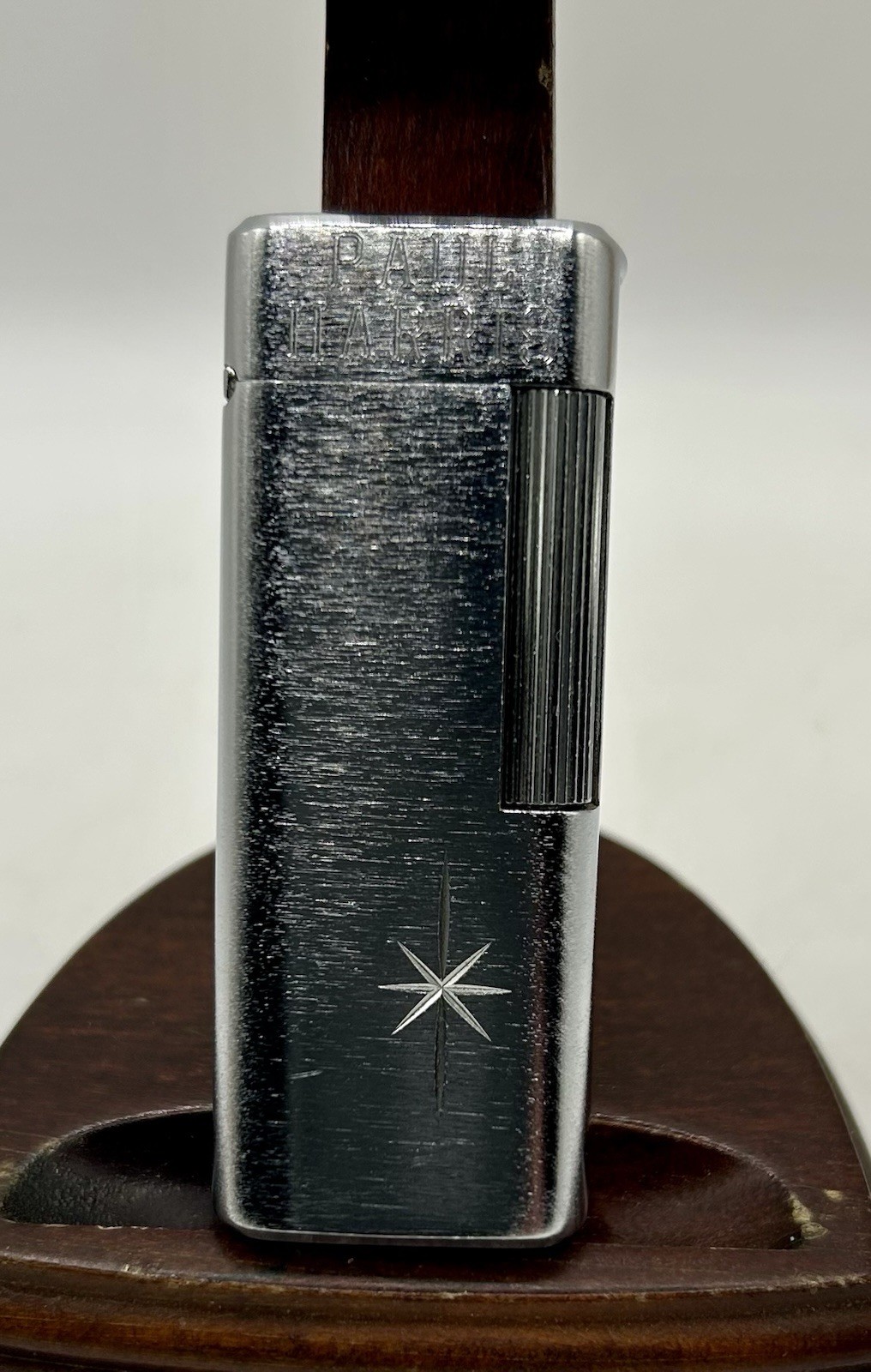 Vintage Swank Windmill Star Table Lighter, Functions Good, Monogrammed Lid
