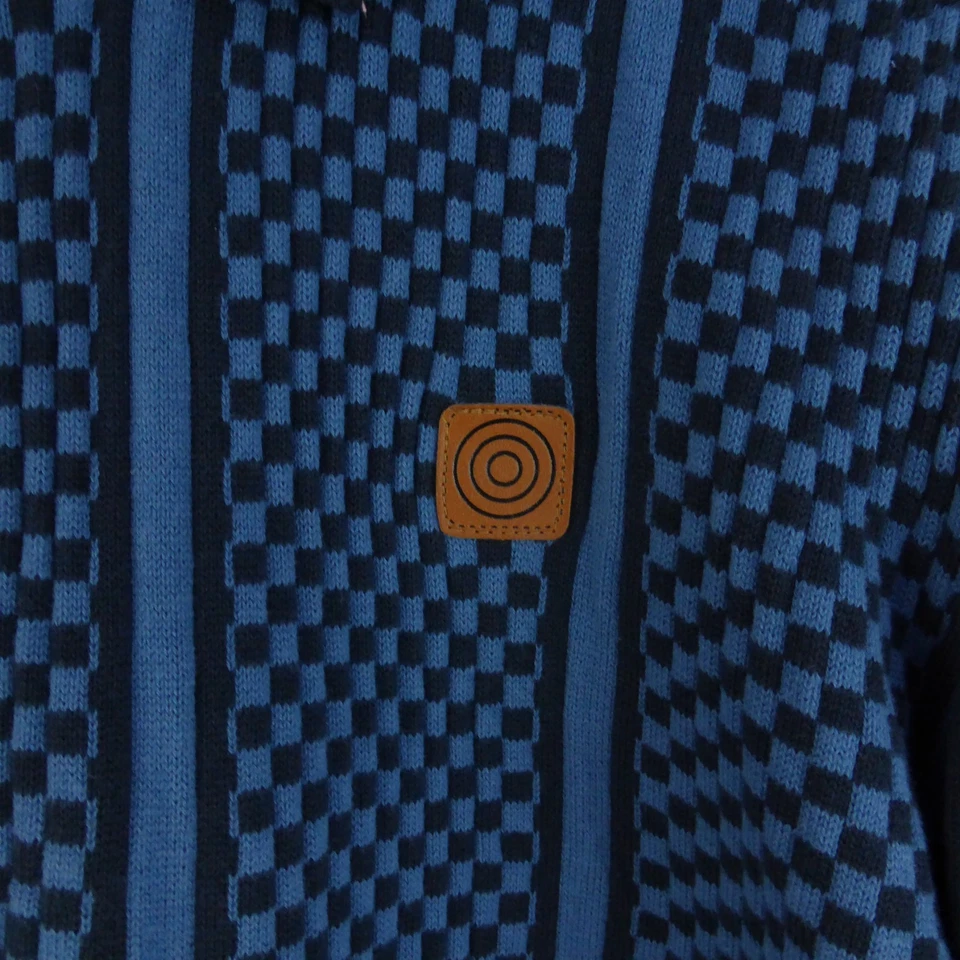 Lambretta 1/4 Zip Up Collared Size Large Blue Navy Checkerboard Long Sleeve - Image 4 of 4