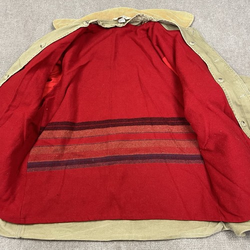 Vintage 90s LL Bean HBT Chore Coat Barn Jacket Mens 2XL Wool Lined Herringbone - Picture 5 of 9