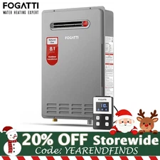 FOGATTI 180,000BTU Natural Gas Tankless Water Heater Outdoor CSA Certified