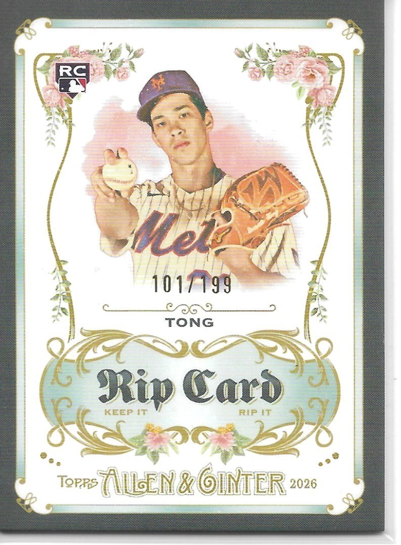 2026 Topps Allen & Ginter Jonah Tong RC /199 Rip Card #RIP-92 Mets
