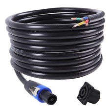 4 Core Bare Wire to Speakon Speaker Cable 25 Feet Tour Mids, Tweeter with Socket