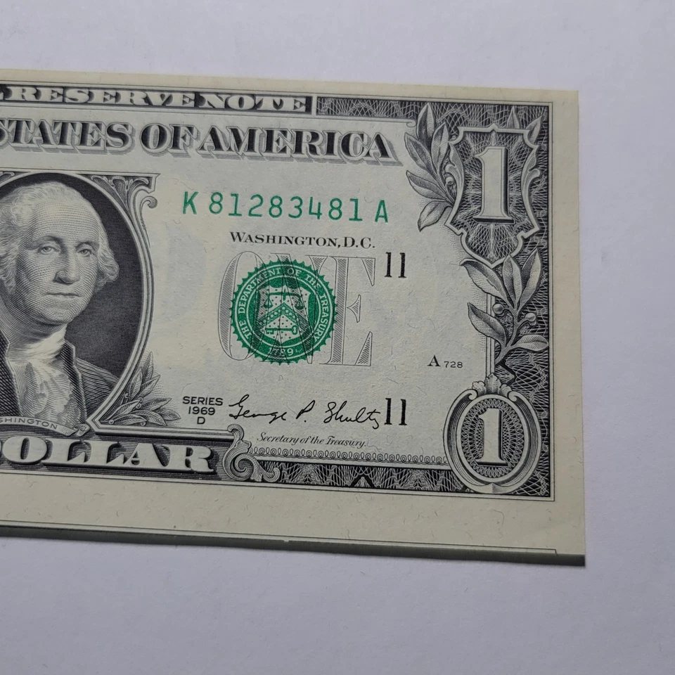 1969-D Fed Resv $1 Dollar Dallas Bill ~ Cut/Align ERROR Note ~Ch Uncirculated 🔥 - Image 4 of 4