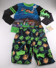 Minecraft Pajama Set With Socks Kids Size L Large Fleece Bottoms New With Tags