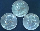 1964 D Washington Quarter 90% Silver - Lot Of 3 Condition Varies x