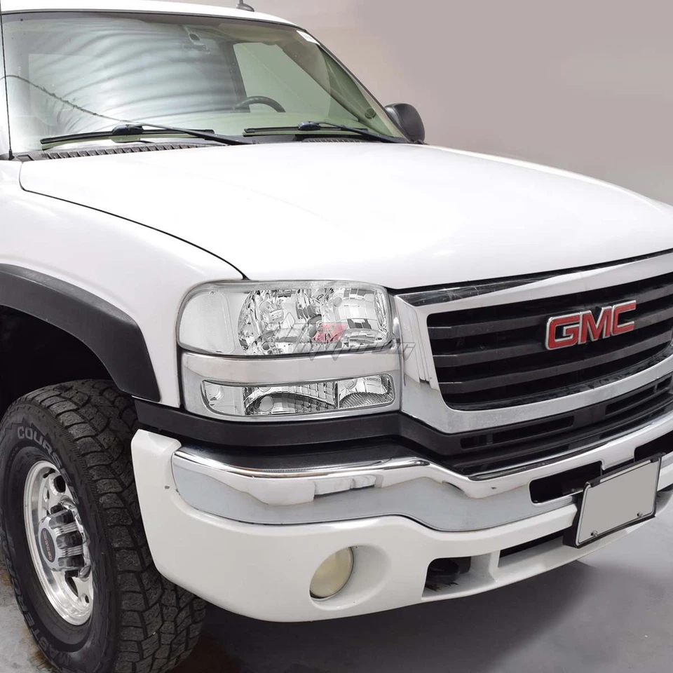 FARO CARCASA CROMADA + LUZ TRANSPARENTE + LED BLANCO 9006 HID + VENTILADOR AJUSTE 99-06 GMC SIERRA Foto 3 de 4