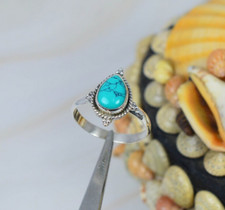 Blue Turquoise Ring 925 Silver Handmade Jewelry Gift For Her All Size Ring