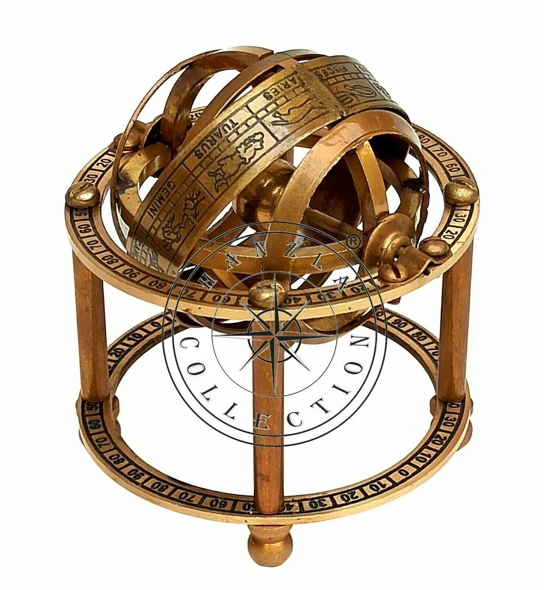 Antique Brass Armillary Sphere Maritime Nautical Globe Collectible
