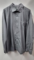 Mascot Mens Formal Long Sleeve Collar Button Up Shirt Grey Size 46 in Chest