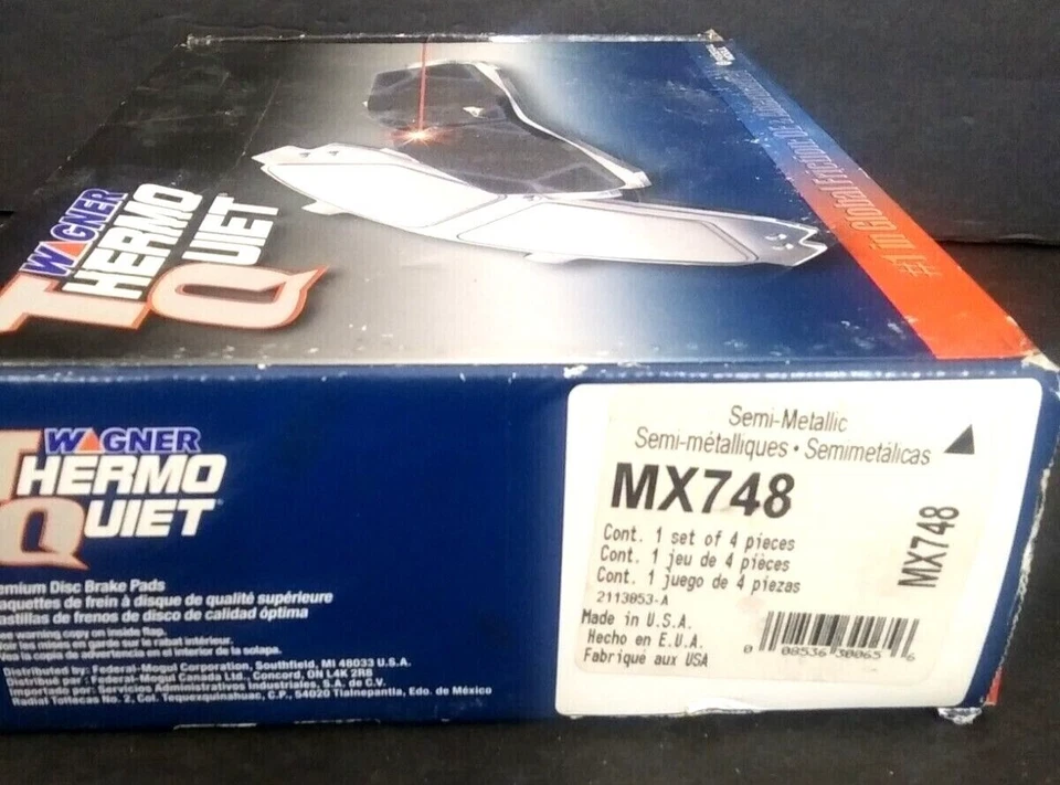 Juego de pastillas de freno delanteras Wagner TQ MX748 con herrajes para 99 02 Ford Crown Victoria Foto 2 de 4