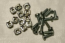 19inch Equipment Rack Nuts & Silver M6 Bolts 16mm, Pack of 12