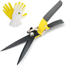 Hand Grass Shears W/ Gloves Grass Clippers for Lawn and Garden Sharp Steel Blade