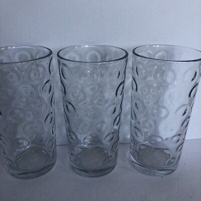 Vintage Pasabahce Optic Dot Circle Juice Glass Tumblers 8 Oz 5 1/8'' Set of 3