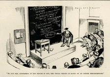 MATHEMATICS PROFESSOR HUMOR - Vintage Punch Cartoon - 1938 "MISCONCEPTION" 2+2=5