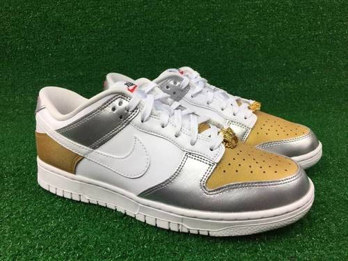 Nike Dunk Low SE “Heirloom” Gold White Silver DH4403-700 Women's Size 6 NEW