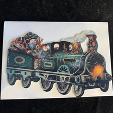 CHRISTMAS TRAIN GREETING CARD GIFTED LINE Santa’s Locomotive JOHN GROSSMAN 1989