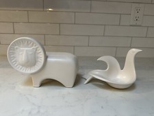 Jonathan Adler Lion & White Dove Votive Candle Holders White Ceramic