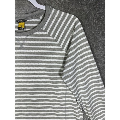 Eddie Bauer Travex Long Sleeve Striped Perforated Top Womens Size M Gray White - Picture 5 of 16