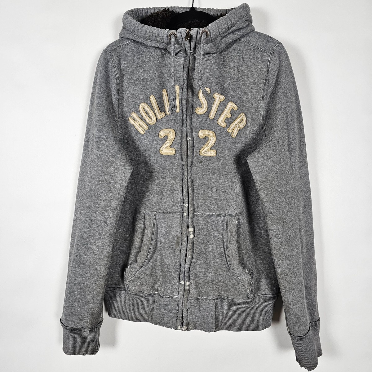 00's archive Hollister ジップアップパーカー　古着　y2k Hollister Y2K Strands Point Sherpa Lined Distressed Mens Large